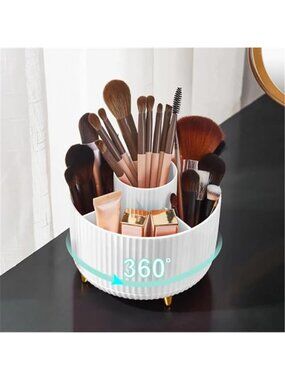 Makeup Brush Holder Organizer, 5 Slot, 360° Rotating Makeup Brush Organizer